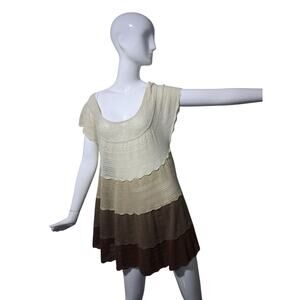 Y2K Vintage Roamans Crochet Knit Womens size Medium Boho Cottagecore Swing Dress